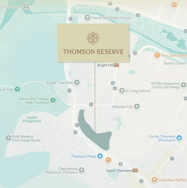 Location map of Thomson Reserve at Bright Hill Drive