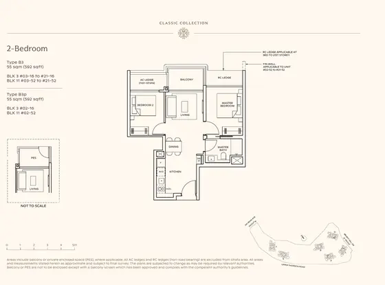 2-Bedroom floor plan, Type B3