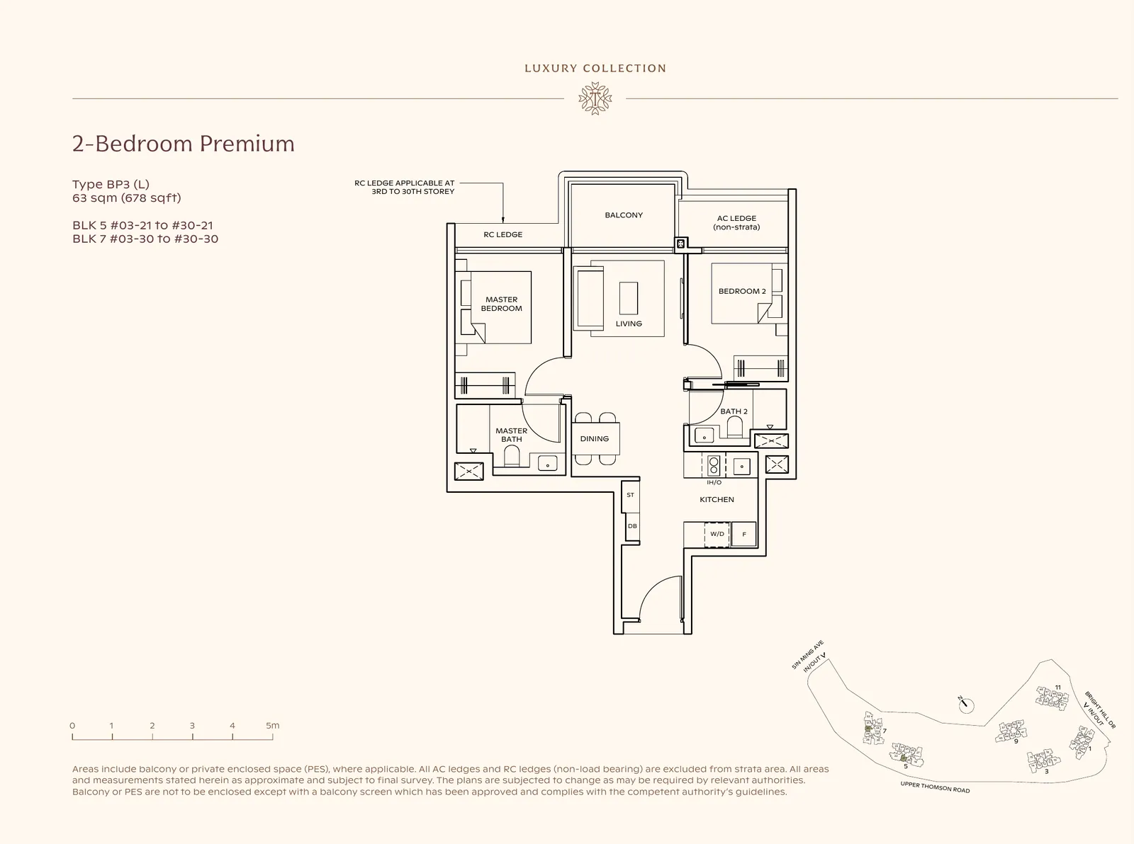 Floor plan for 2-Bedroom Premium, Type BP3 (L), 678 sq ft at Thomson Reserve