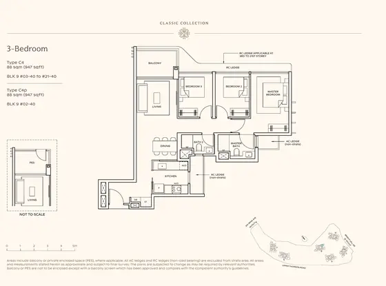 3-Bedroom floor plan, Type C4