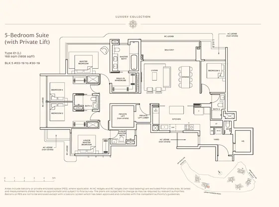 5-Bedroom floor plan, Type E1 (L)